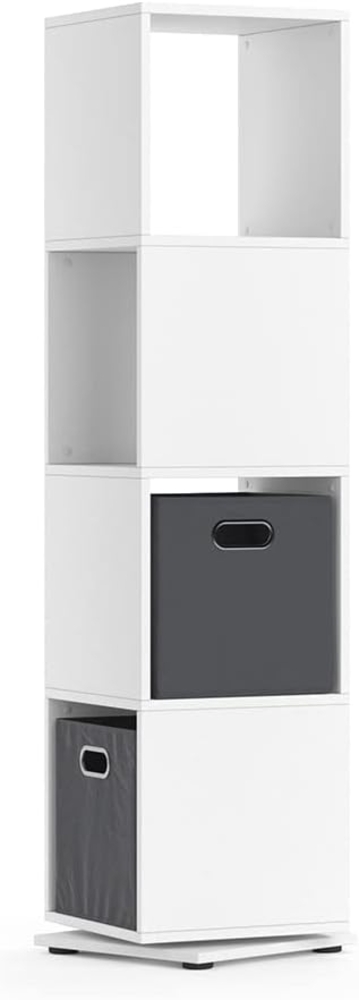 Drehregal Weiß 35.2 x 144.2 cm mit 2 Faltboxen Vicco Bild 1