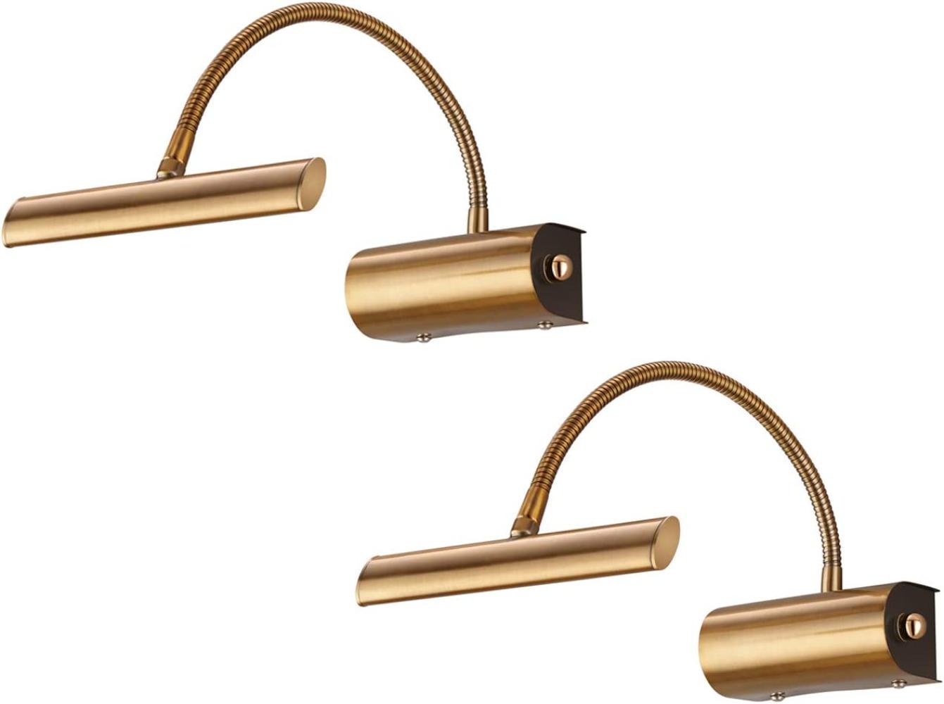 TRIO Leuchten LED Bilderleuchte, Dimmer, LED fest integriert, Warmweiß, 2er Set innen, Bilderleuchte Bildbeleuchtung Flexarm, Gold H 35cm Bild 1