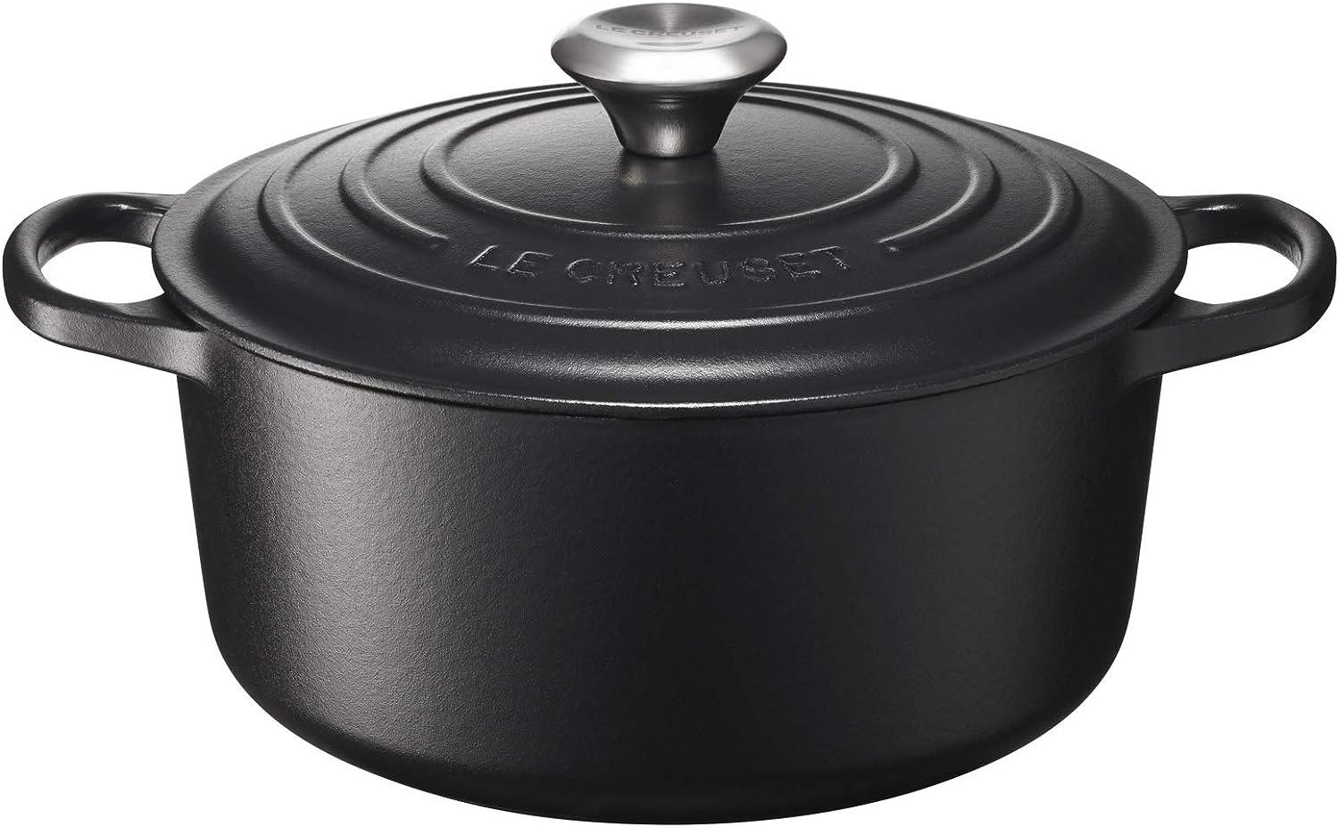 Le Creuset Signature Gusseisen-Bräter mit Deckel, Für alle Herdarten und Induktion geeignet, Rund, Schwarz, 24,0 cm, 4.2 Bild 1