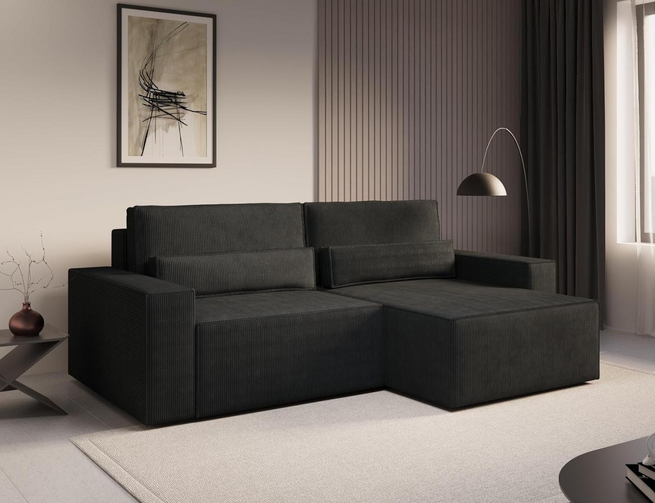 MOEBLO Ecksofa DENVER MINI aus Cord, Ottomane beidseitig montierbar Couch Cord für Wohnzimmer Schlafsofa Sofagarnitur Sofa Eckcouch L-Form Cordstoff, mit Schlaffunktion und Bettkasten Bild 1