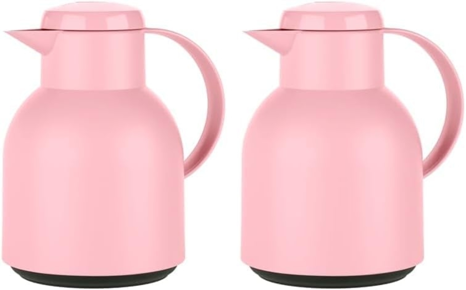 Emsa Samba Isolierkanne F40103 | 1 Liter | Kunststoff, Quick Press Verschluss | 100% dicht | 12h heiß, 24h kalt | Puderrosa (Packung mit 2) Bild 1