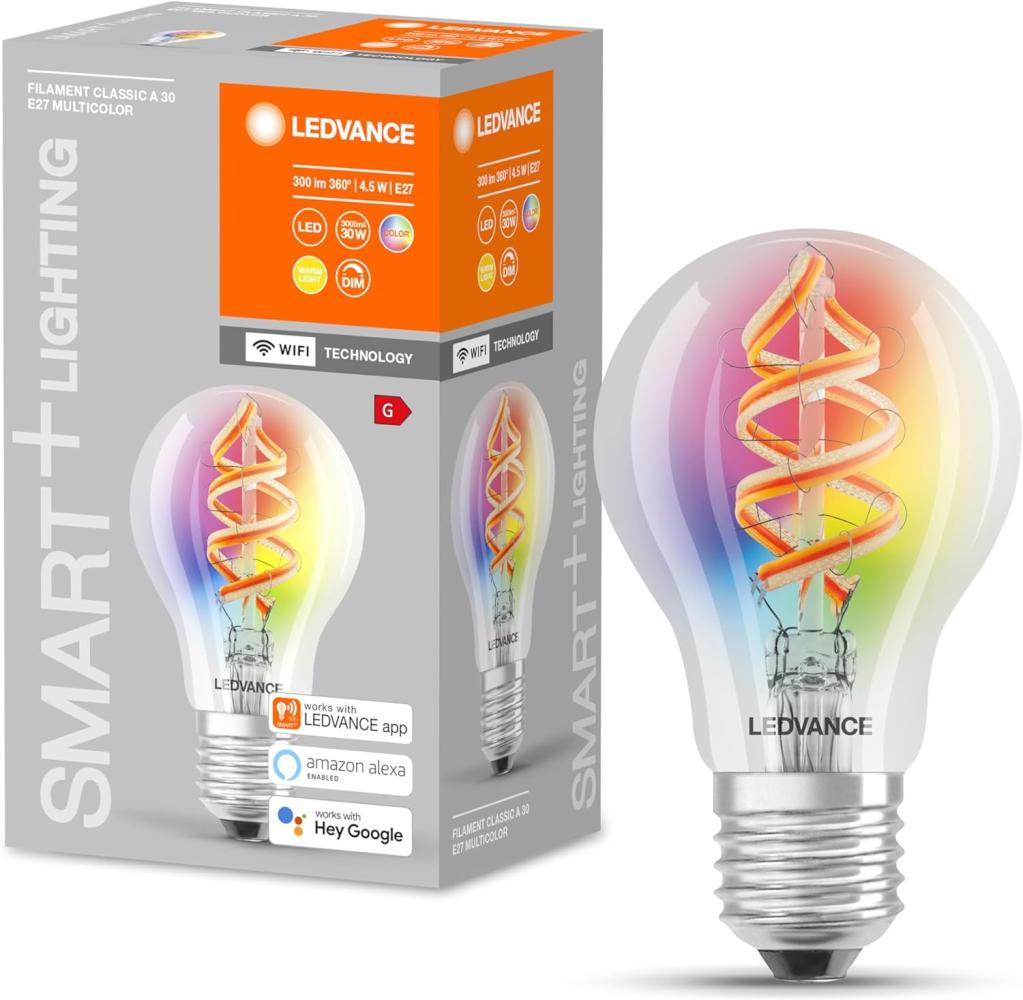 LEDVANCE SMART+ WiFi Filament Classic RGBW 30 4.5 W/2700 K E27 Bild 1