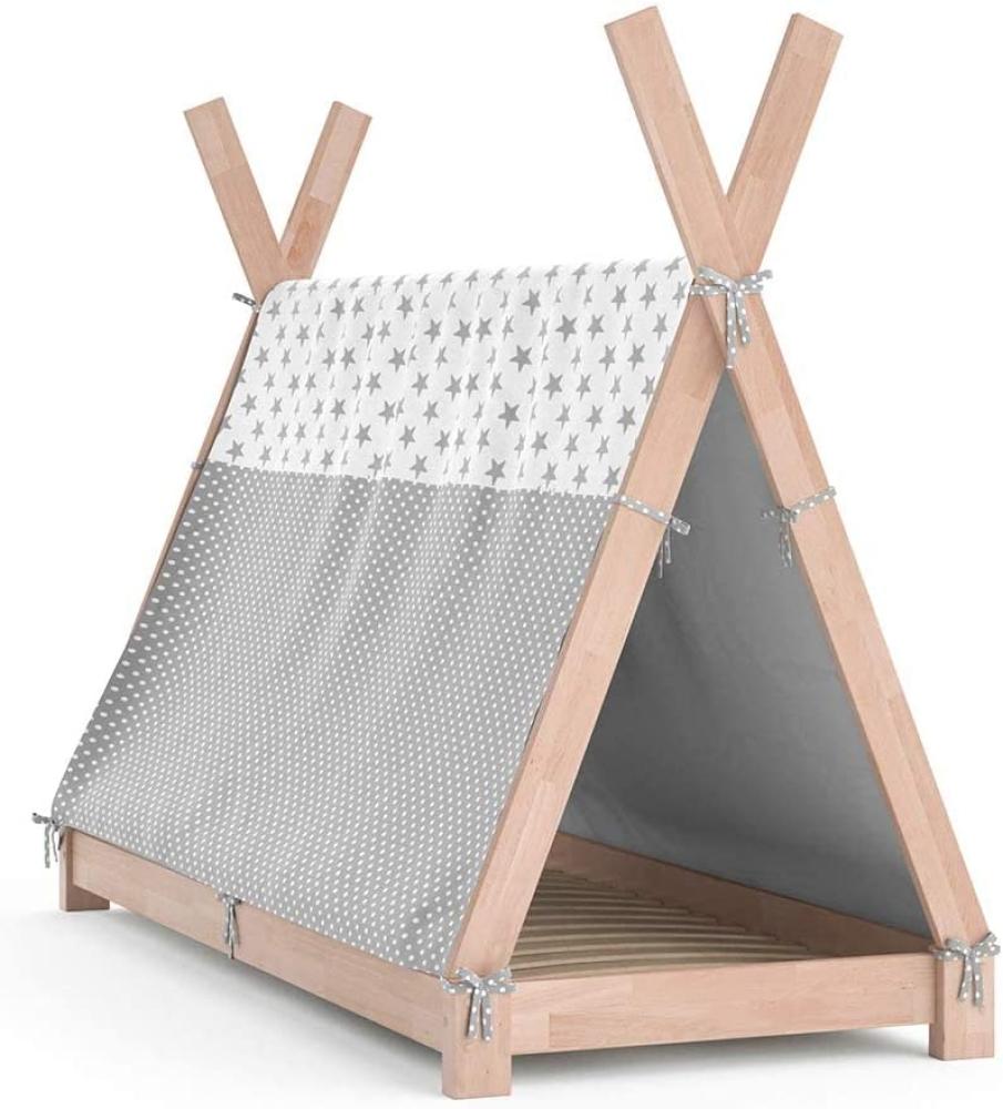 Vitalispa Kinderbett Hausbett Tipi + Überwurf 80x160 cm Indianerzelt Indianerbett Bild 1