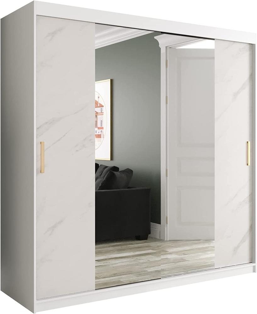 Kleiderschrank Kamoga T1 200 (Weiß / Marmor Weiß + Gold, ohne Schubladen) Bild 1