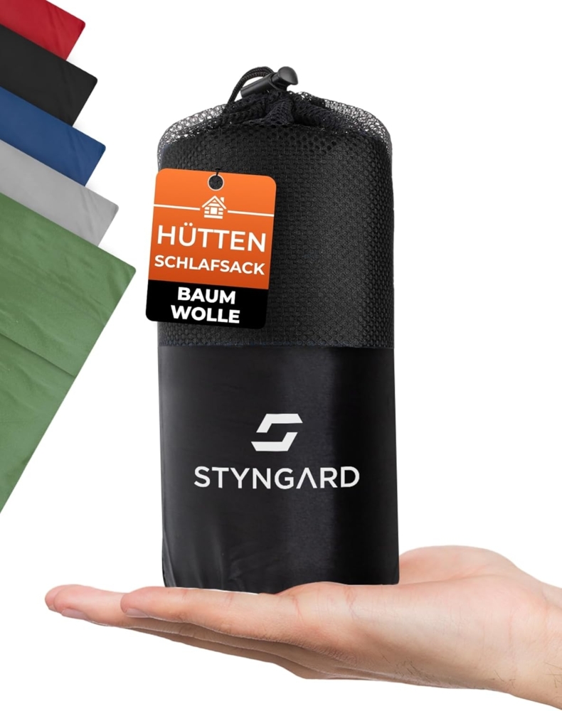 Styngard Schlafsackinlett Hüttenschlafsack Baumwolle Ultraleicht [350g] - kleines Packmaß, 100% Baumwolle, Warm und Leicht Bild 1