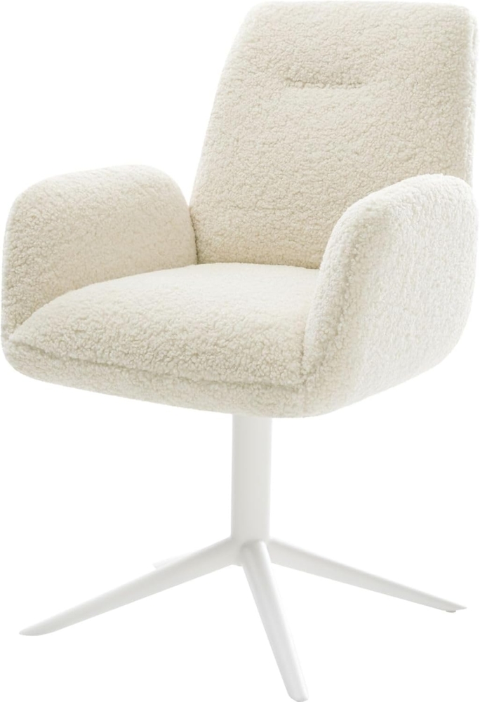 Drehstuhl Zoa-Flex Teddystoff Beige Fußkreuz Weiß 360° drehbar Wippfunktion Taschenfederkern Bild 1