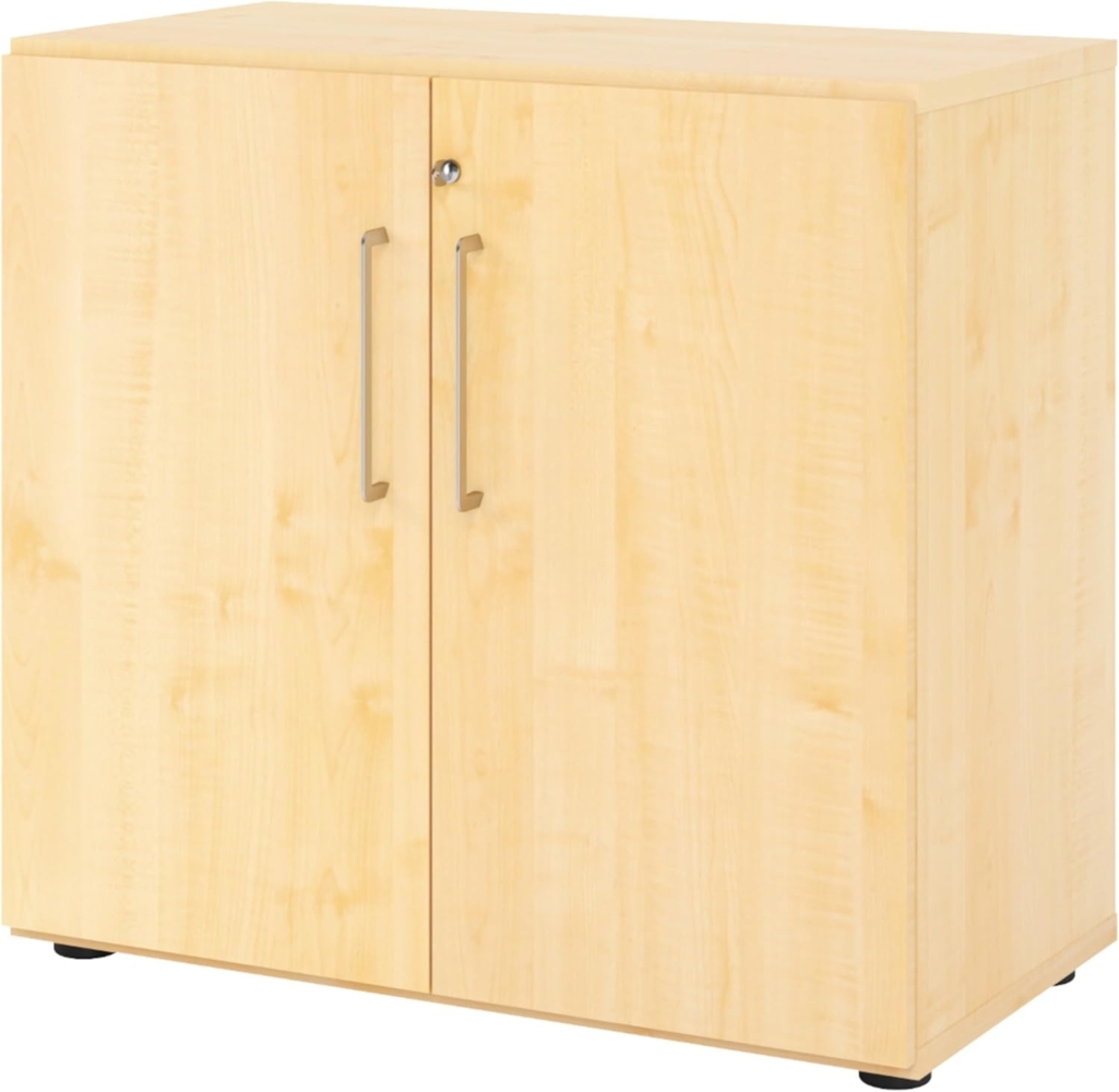 bümö® smart Aktenschrank abschließbar aus Holz | Büroschrank für Aktenordner | Büro Schrank System für Ordner | Flügeltürenschrank inkl. Einlegeböden (Ahorn, 2 Ordnerhöhen) Bild 1