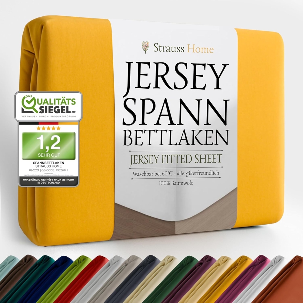 Strauss Home Spannbettlaken Premium, Gummizug: Rundumgummi, 150gr/m2 Premium Jersey 100% Baumwolle Bild 1