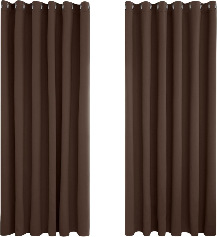 Deconovo Kälteschutzvorhang Blickdicht Verdunkelungsvorhang Kälteschutz Gardinen Kinderzimmer, 229x229 cm(HöhexBreite), Braun, 2er Set Bild 1