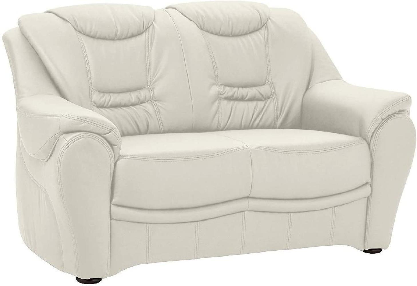 Cavadore 2-Sitzer Bansa mit Federkern / Polstercouch in Leder / 148 x 94 x 95 / Echtleder Weiß Bild 1