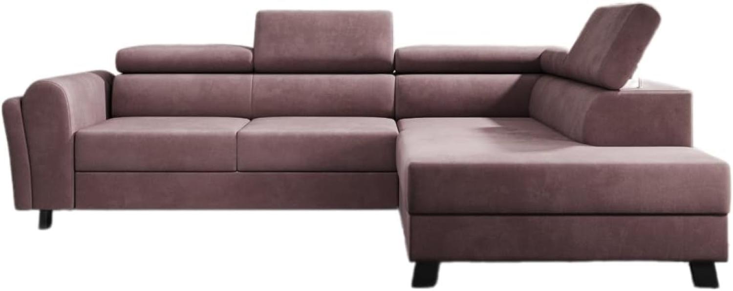 Designer Sofa Kira mit Schlaf- und Klappfunktion Samt Rosé Rechts Bild 1