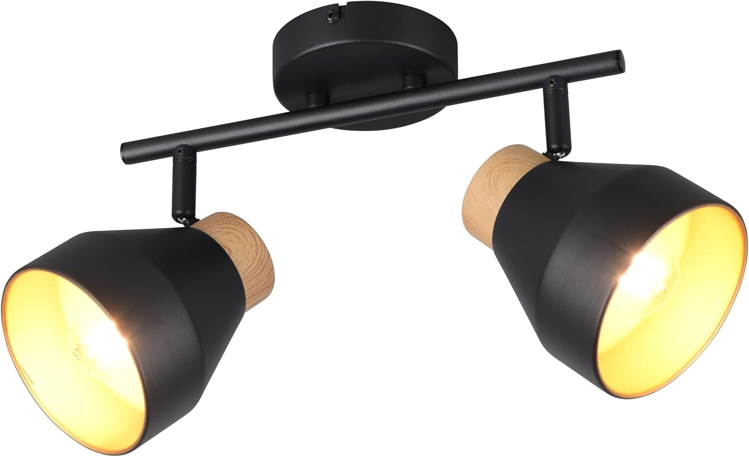 Deckenstrahler VALENTIN 2-flammig aus Metall Schwarz innen Gold, Breite 32cm Bild 1