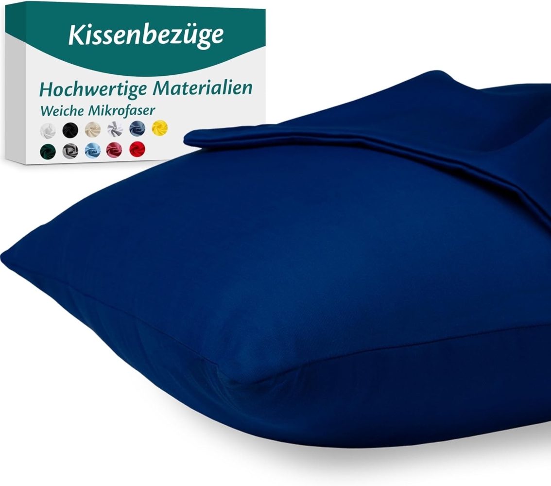 Kissenbezug 40x70 Mikrofaser Premium 2er Set Kissenhülle Deko für Kissen Bett/Sofa Stoff Superweicher Resistent Hypoallergen Anti-Milben Atmungsaktiv Kopfkissenbezug mit Verdecktem Zip Voll Waschbar Bild 1