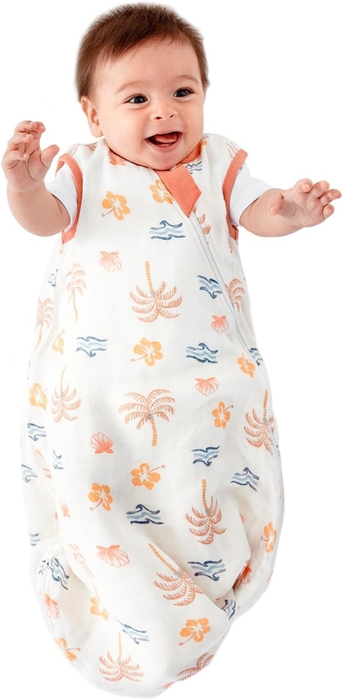 Duomiaomiao Sommerschlafsack Baby, Musselin Schlafsack 0.6 Tog, Baby Schlafsack neugeboren, Dünne Schlafsack Kinder（Kokosnuss-Hain-70） Bild 1