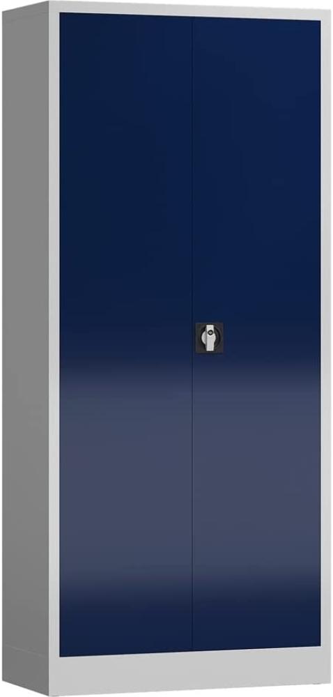 Aktenschrank Metallschrank 2 Türen, 4 Fachböden 180 x 80 x 38 cm lichtgrau/enzianblau Bild 1