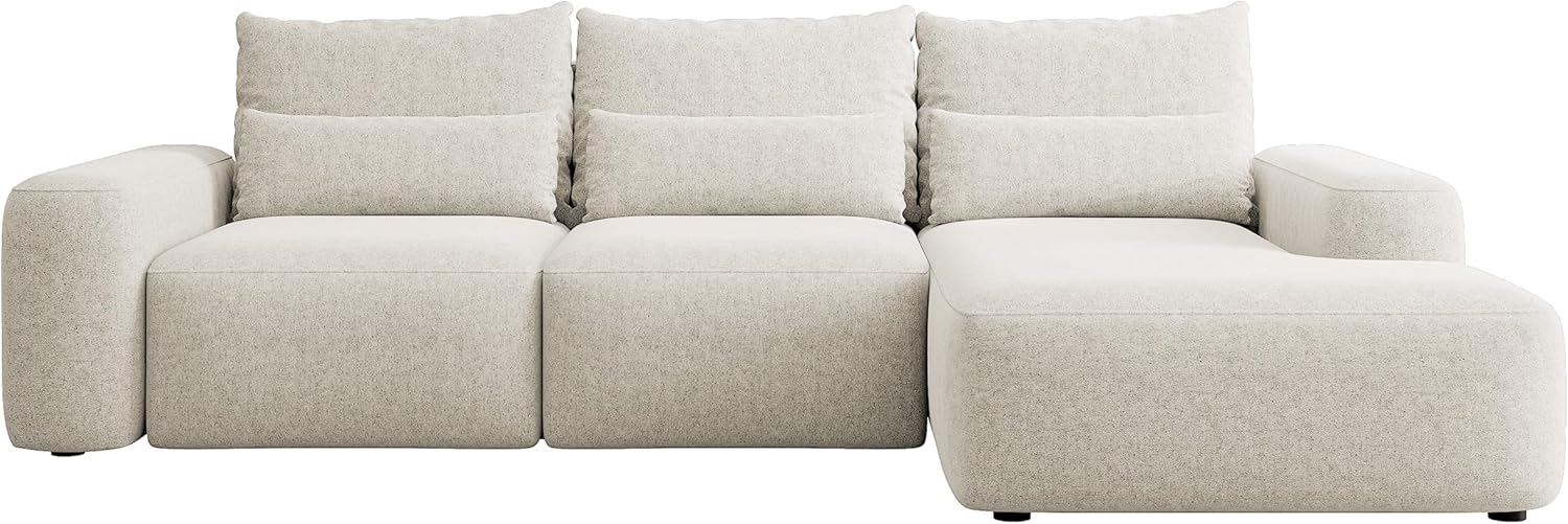 Selsey Sofa Ecksofa Eckcouch Schlafsofa Couch Mit Stauraum Schlaffunktion Pflegeleicht Mit Kissen Lendenkissen L Form Freistehend Rechts Chenille Creme Carnos Bild 1