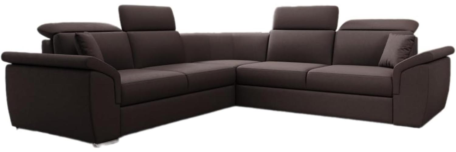 Designer Sofa Fernando mit Schlaffunktion und Stauraum Stoff Dunkelbraun Bild 1