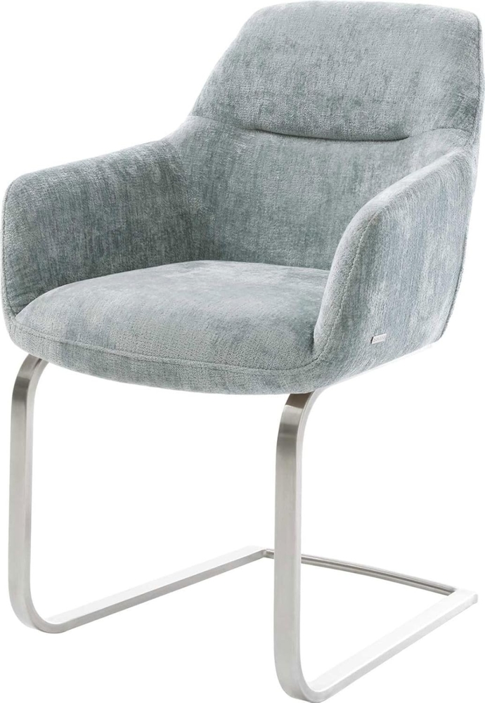 Freischwinger Pejo-Flex Chenille Pastellblau Freischwinger flach Edelstahl Taschenfederkern Bild 1