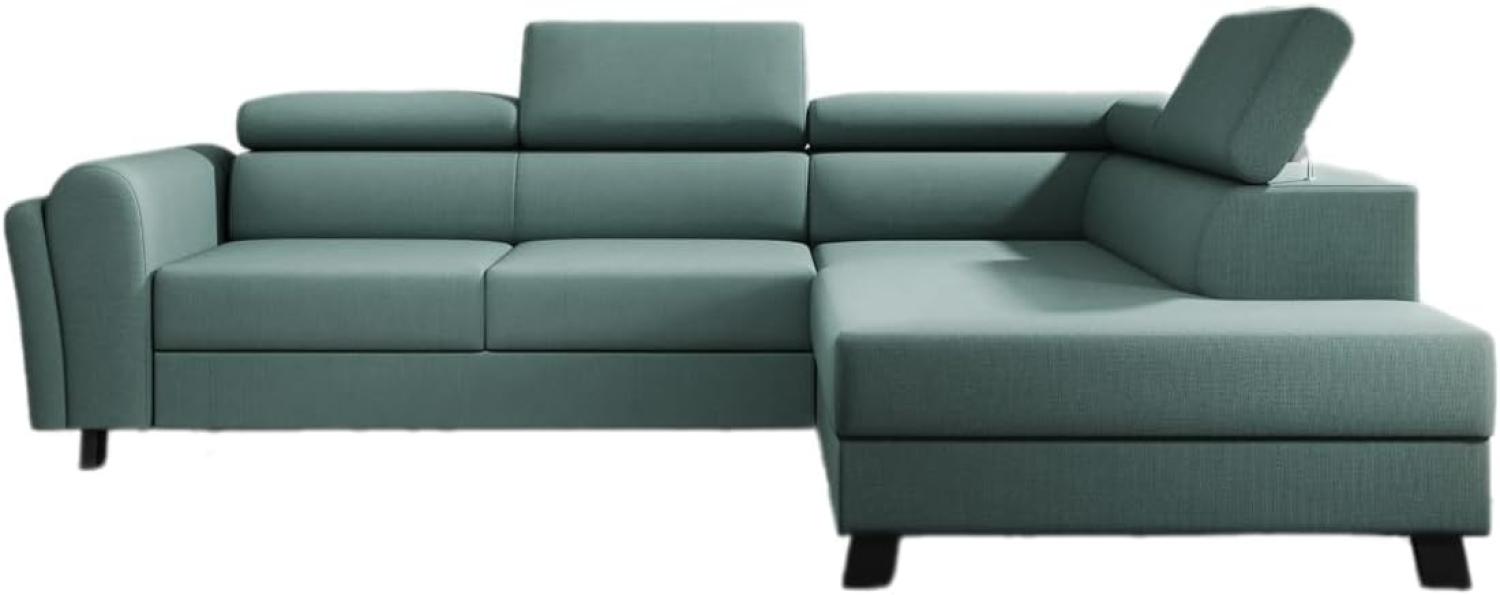 Designer Sofa Kira mit Schlaf- und Klappfunktion Stoff Grün Rechts Bild 1