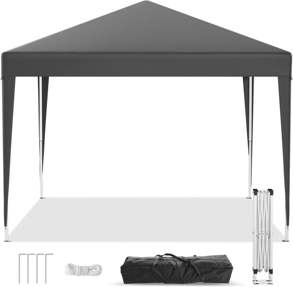 JUMMICO Faltpavillon 3x3 m Wasserdicht Stabil, Gartenzelt mit Metall-Verstrebungen, UV-Schutz 50+ Partyzelt Pavillon für Freien, Garten, Party (Grau,ohne Seitenteile) Bild 1