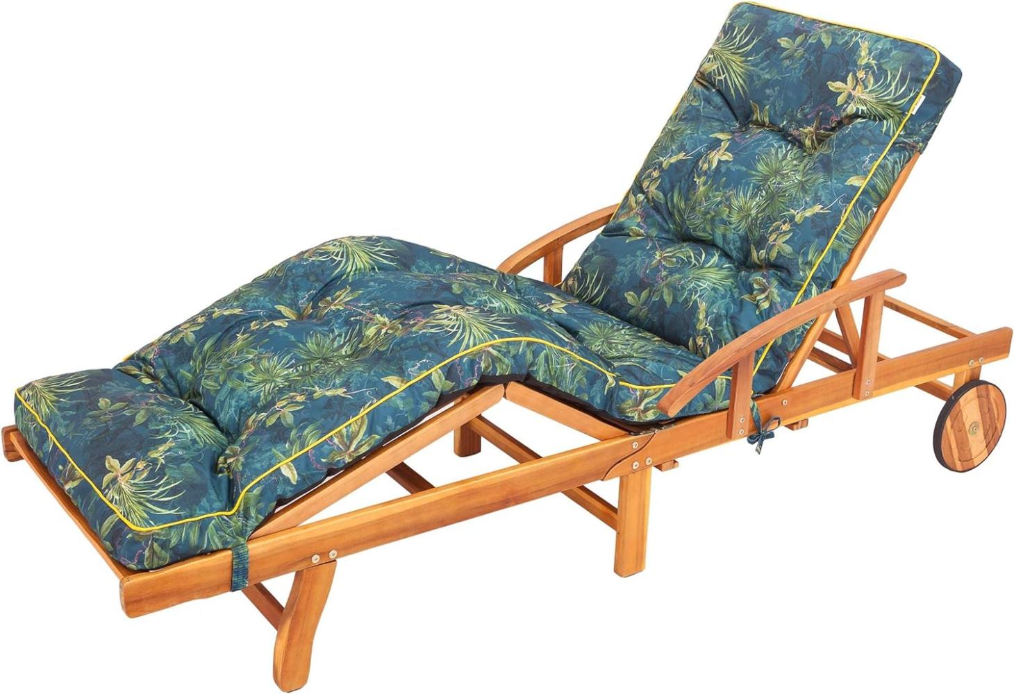 Bjird Liegenauflage, Auflage für Gartenliege 200 x 55 x 8 cm, Auflagen für Deckchair, Polsterauflage für Sonnenliege, Kissen für Liegestuhl, gesteppt - Grüne Wiese Bild 1