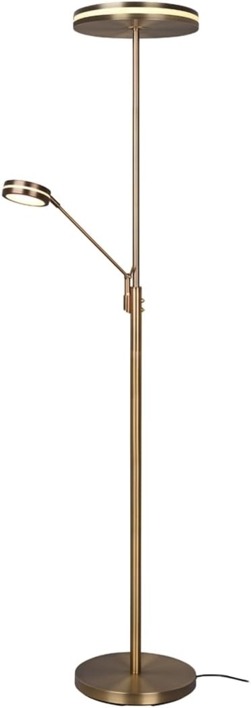 Großer LED Deckenfluter FRANKLIN mit Lesearm, Höhe 181cm, Altmessing Bild 1