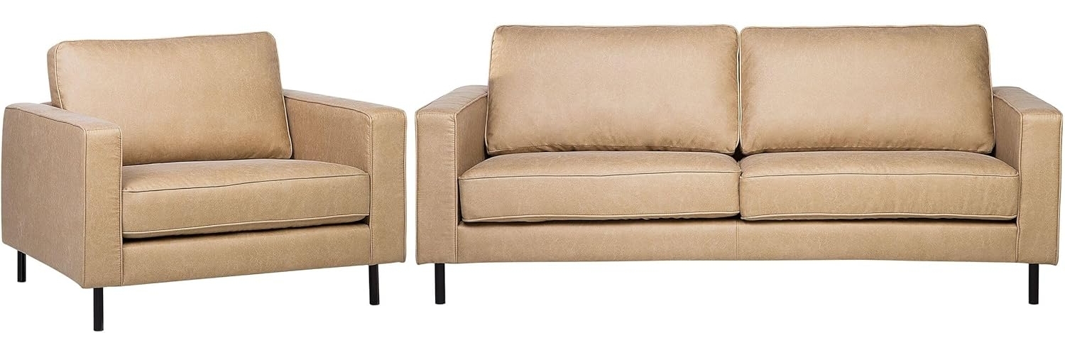 Sofa Set Lederoptik beige 4-Sitzer SAVALEN Bild 1