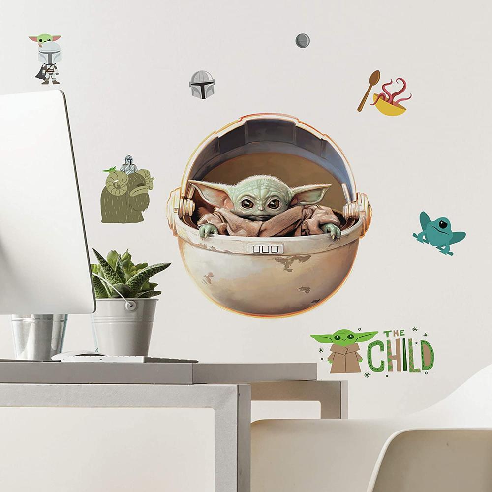 Star Wars Mandalorian - Painted Baby Yoda Wallstickers Bild 1