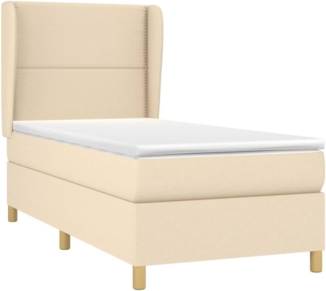 Boxspringbett mit Matratze Stoff Creme 90 x 190 cm Bild 1