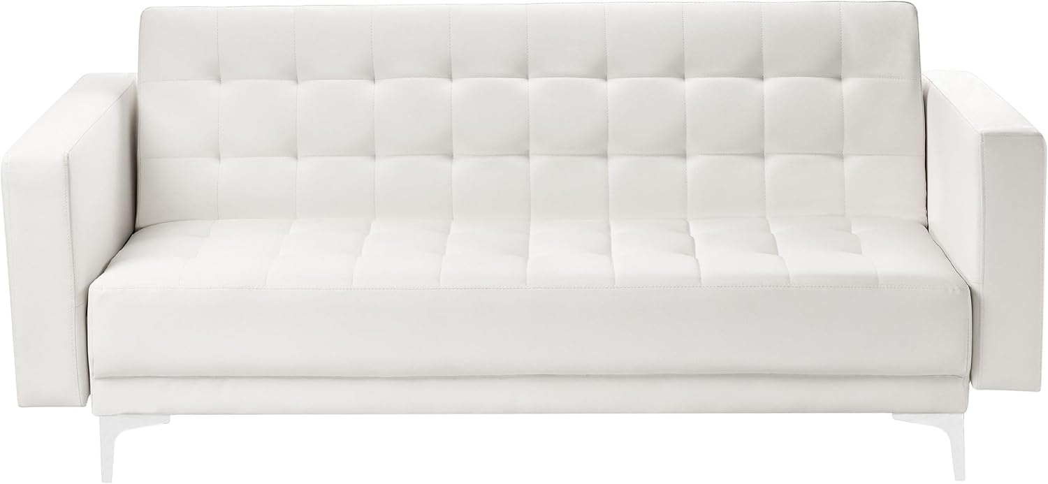 Schlafsofa 3-Sitzer Kunstleder weiß ABERDEEN Bild 1