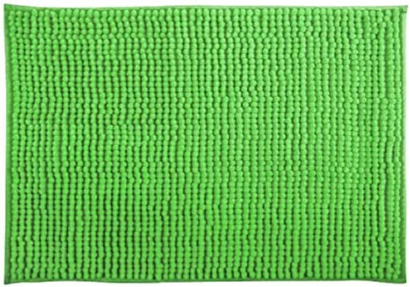 MSV Badteppich Badvorleger Duschvorleger Chenille Hochflor Badematte 60x90 cm – Basil Grün Bild 1