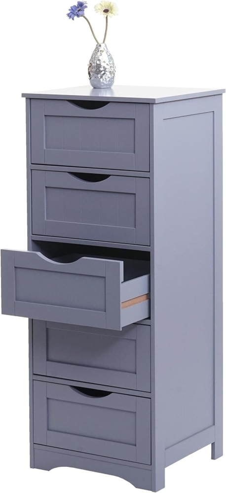Kommode HWC-B65, 5 Schubladen, 100 x 40 x 35 cm ~ grau Bild 1