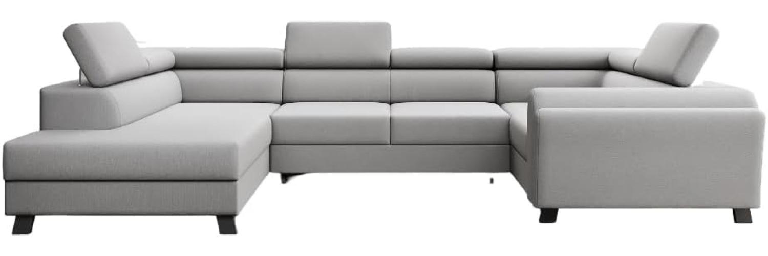 Designer Sofa Emilio mit Schlaf- und Klappfunktion Stoff Grau Links Bild 1