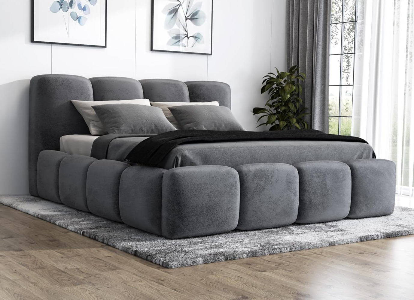 Polsterbett DONA 160x200 mit Matratze, Bettkasten und Lattenrost. Farbe: Anthracite 18 Bild 1