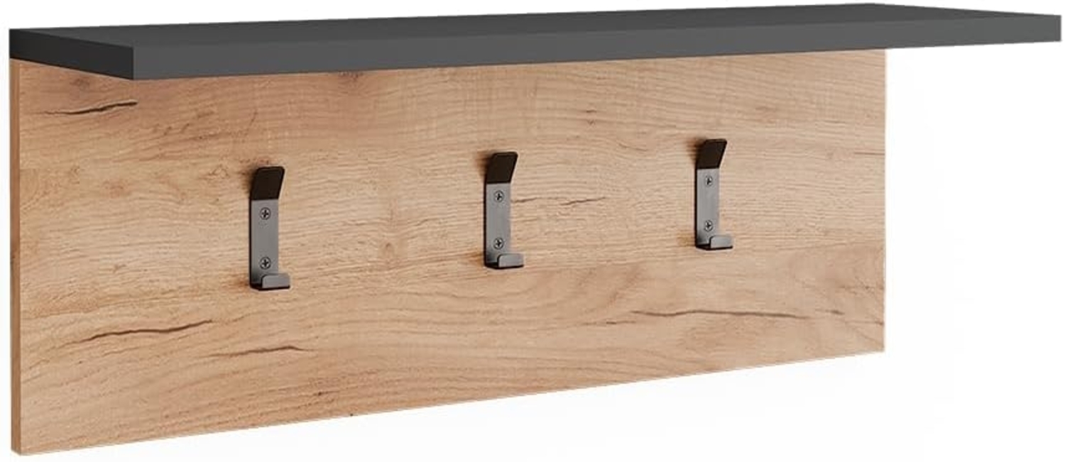 Garderobe mit Hutablage Orlando Anthrazit/Goldkraft Eiche 60 x 21.6 cm Vicco Bild 1