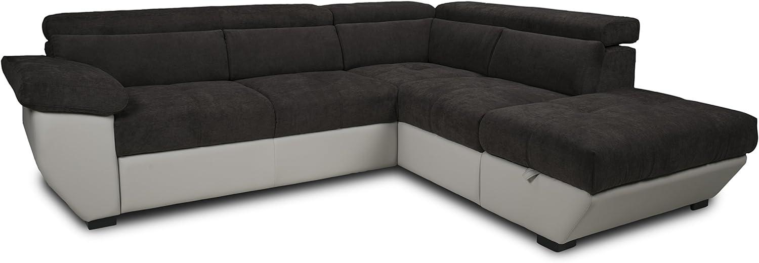 Mivano Schlafsofa Speedway / Eckcouch mit Bettfunktion, Stauraum und verstellbaren Kopfstützen / 262 x 79 x 224 / Zweifarbig: dunkelbraun/beige Bild 1