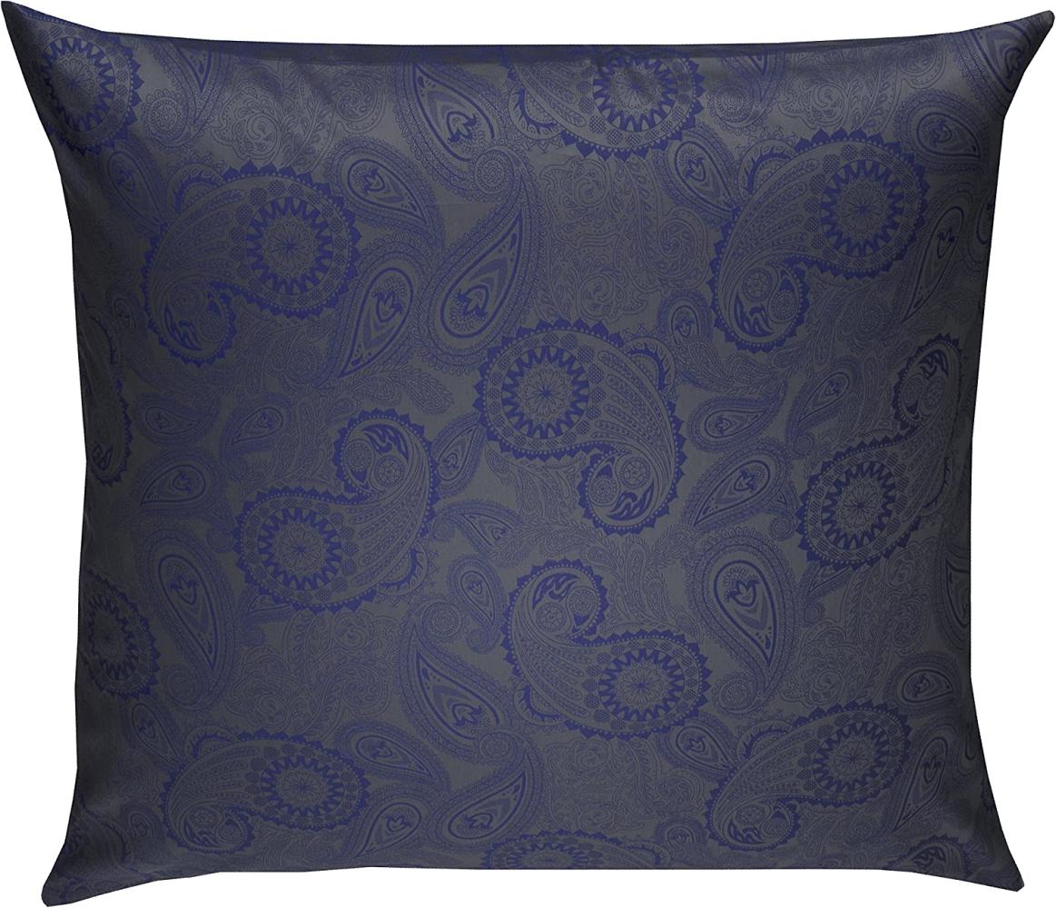 Bettwaesche-mit-Stil Mako-Satin Damast Paisley Bettwäsche "Davos" blau - grau Kissenbezug 40x40 cm Bild 1