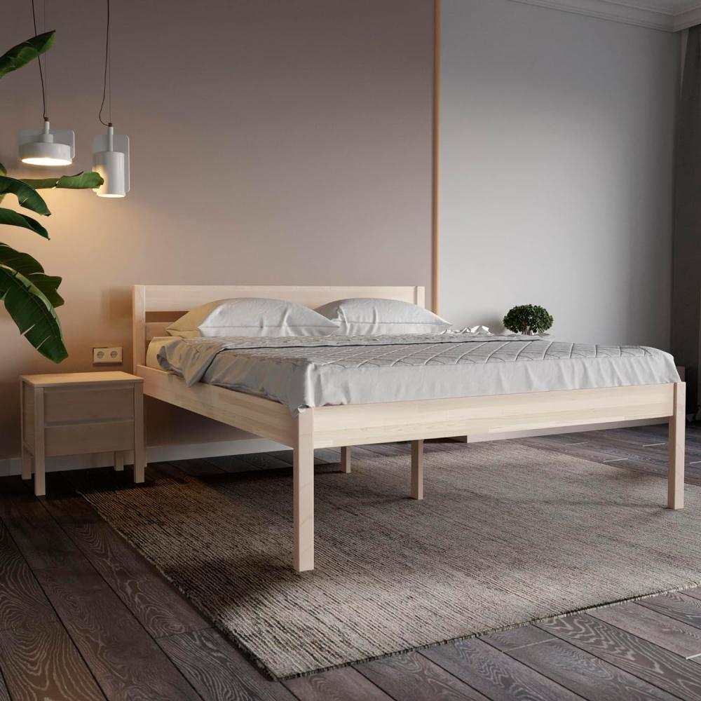 Seniorenbett 200x200 cm Triin Scandi Style mit Rollrost aus hartem FSC® Birken Massivholz - über 700 kg - Holzbett 55 cm hoch mit Kopfteil - Stabiles Doppelbett für Senioren - Ehebett Bild 1