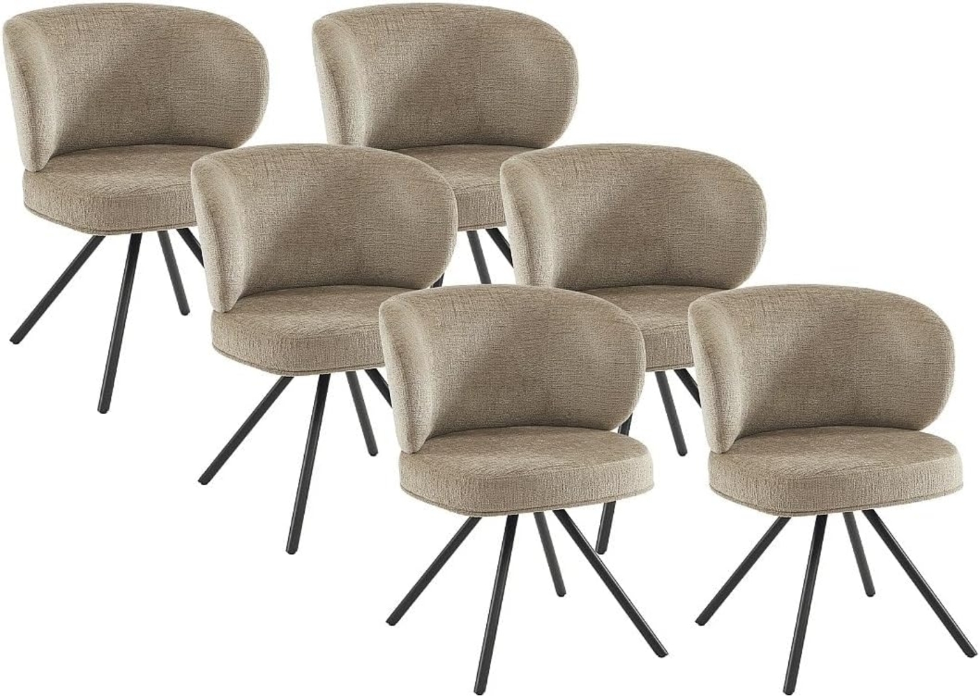 Vente-unique - Set mit 6 Drehstühlen - Strukturstoff & Metall - Taupe - LYARO Bild 1