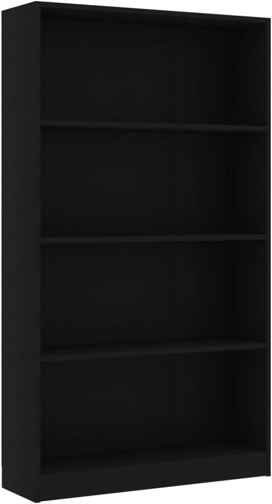 vidaXL Bücherregal 4 Fächer Standregal Aktenregal Wandregal Raumteiler Regal Raumtrenner Büroregal Mehrzweckregal Schwarz 80x24x142cm Holzwerkstoff Bild 1