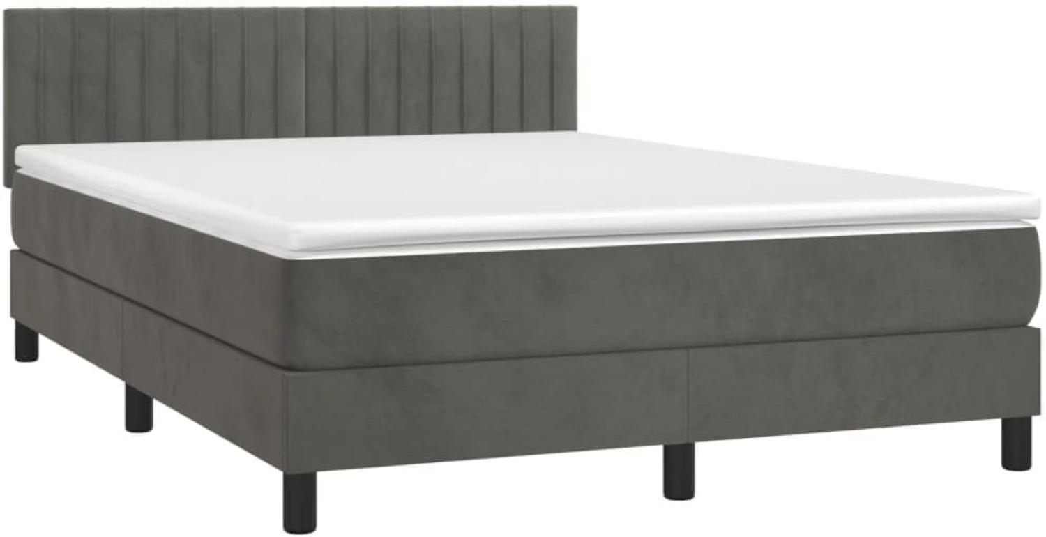 vidaXL Boxspringbett mit Matratze & LED Dunkelgrau 140x200 cm Samt 3134526 Bild 1