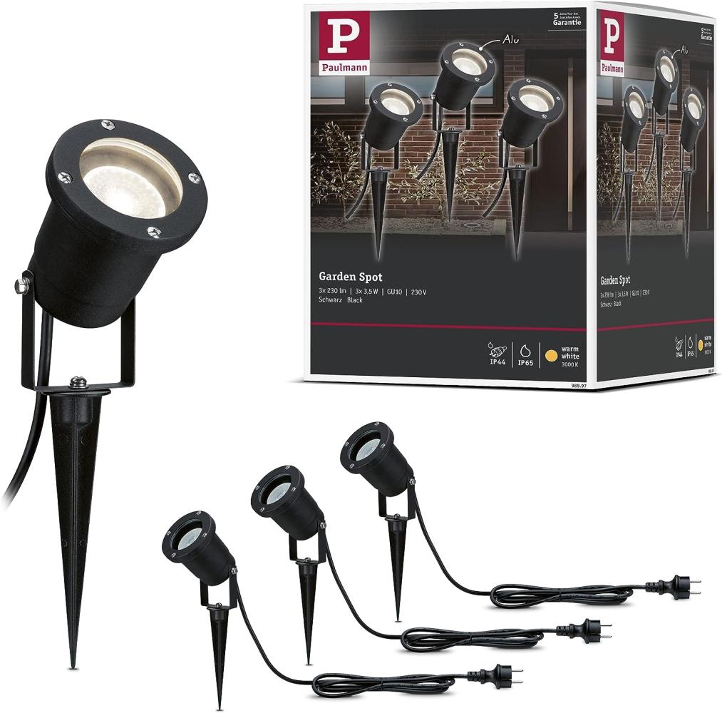 Paulmann No. 98897 Outdoor LED Pflanzenleuchte mit Erdspieß IP44 3x3,5W GU10 Schwarz Bild 1