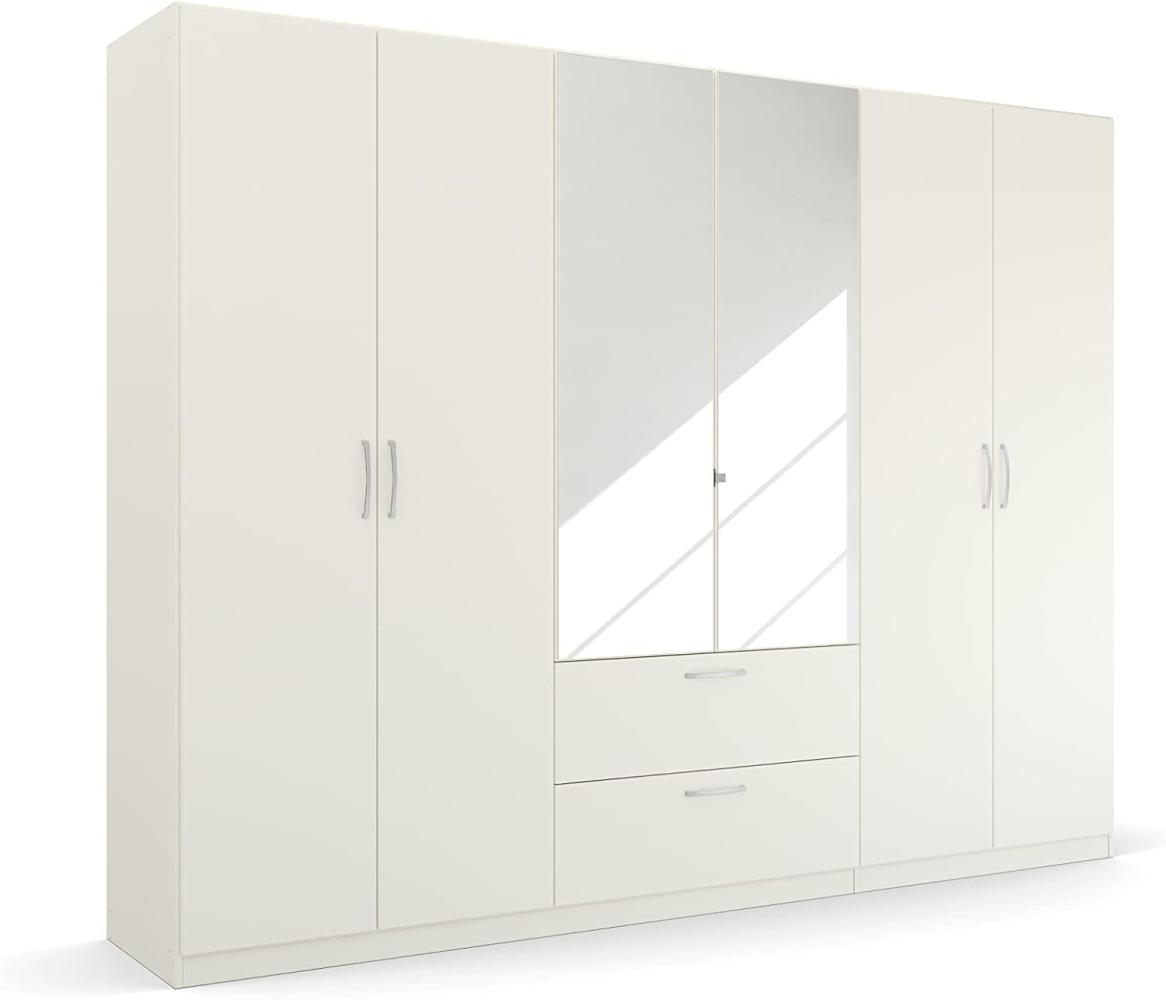 Rauch Möbel Pure by Quadra Spin Schrank Drehtürenschrank, Weiß, 6-trg. mit Spiegel, inkl. 3 Kleiderstangen, 3 Einlegeböden, 2 Schubkästen, BxHxT 271x210x54 cm Bild 1