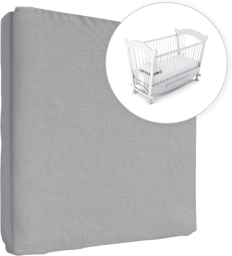 Jersey 100% Baumwolle Spannbettlaken für 90x40 cm Babybett Wiege Matratze (Grau) Bild 1