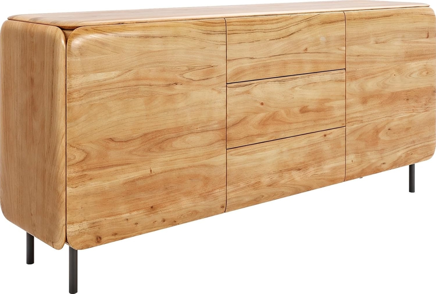 Sideboard Shavani 175 cm Akazie Natur 2 Türen 3 Schubladen Metall Schwarz Bild 1
