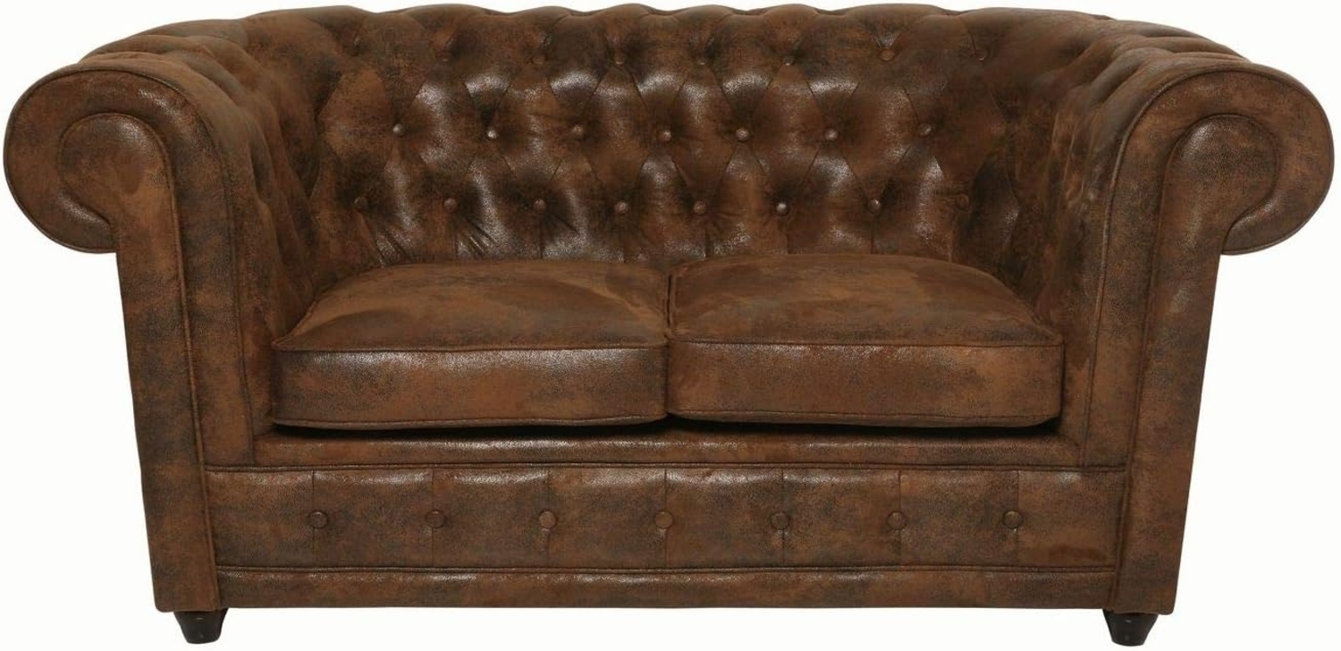 Kare Sofa Oxford 2-Sitzer Vintage Econo, Sitzmöbel in Sitzmöbel in Echtleder Optik, bequeme Ottomane im Vintage-Stil, robuster Couch im Kolonialstil, (H/B/T) 76 x 160 x 92 cm Bild 1