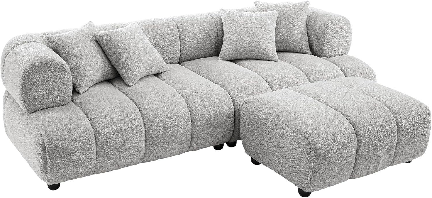 riess-ambiente Big-Sofa ADLON 255cm grau · XXL Couch aus Bouclé inkl. 4 Kissen, Einzelartikel 1 Teile, 3-Sitzer mit Federkern & Wellenfederung · Teddystoff-Bezug · Design Bild 1