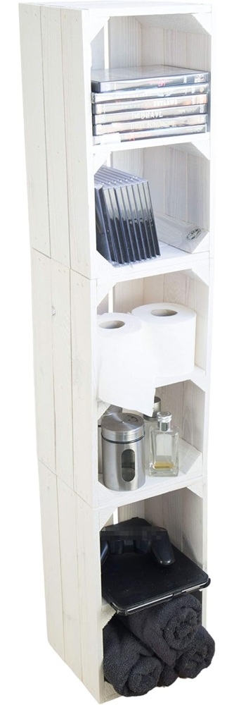 Kistenkolli Altes Land Allzweckkiste 3er set Regalkiste "Hilde" weiß mit Mittelbrett (Spar-Set) Bild 1