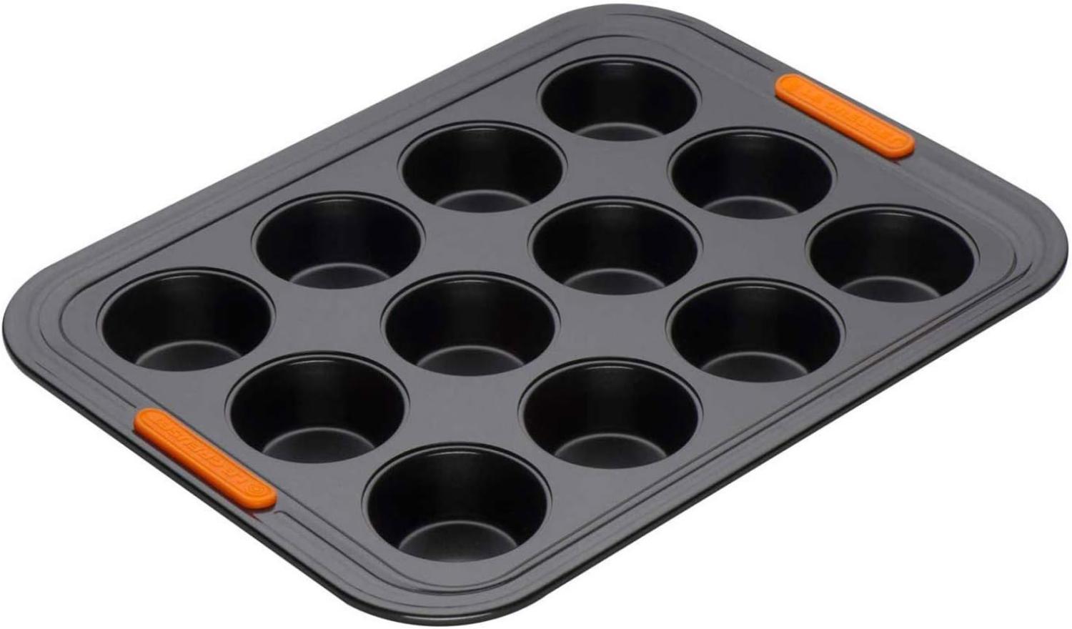 Le Creuset Antihaft Mini-Muffinform, Für 12 Stück (Ø 4,5 cm), Sauerteigbeständig, Aus Karbonstahl gefertigt, Anthrazit/Orange, 94101300000000 Bild 1