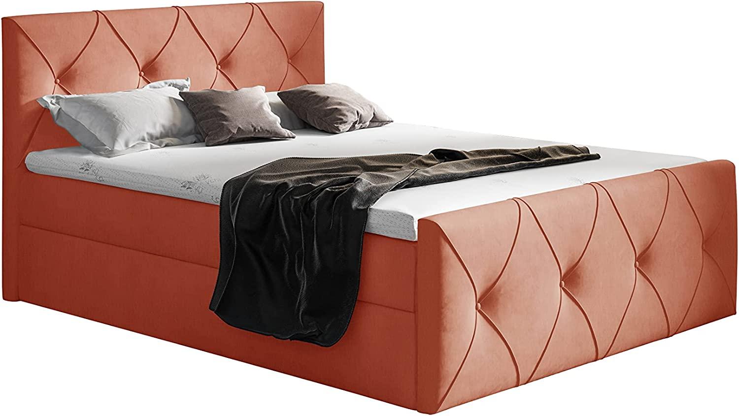 99rooms Arian Lux Boxspringbett Velours 200 x 200 cm Korallenrot Bild 1